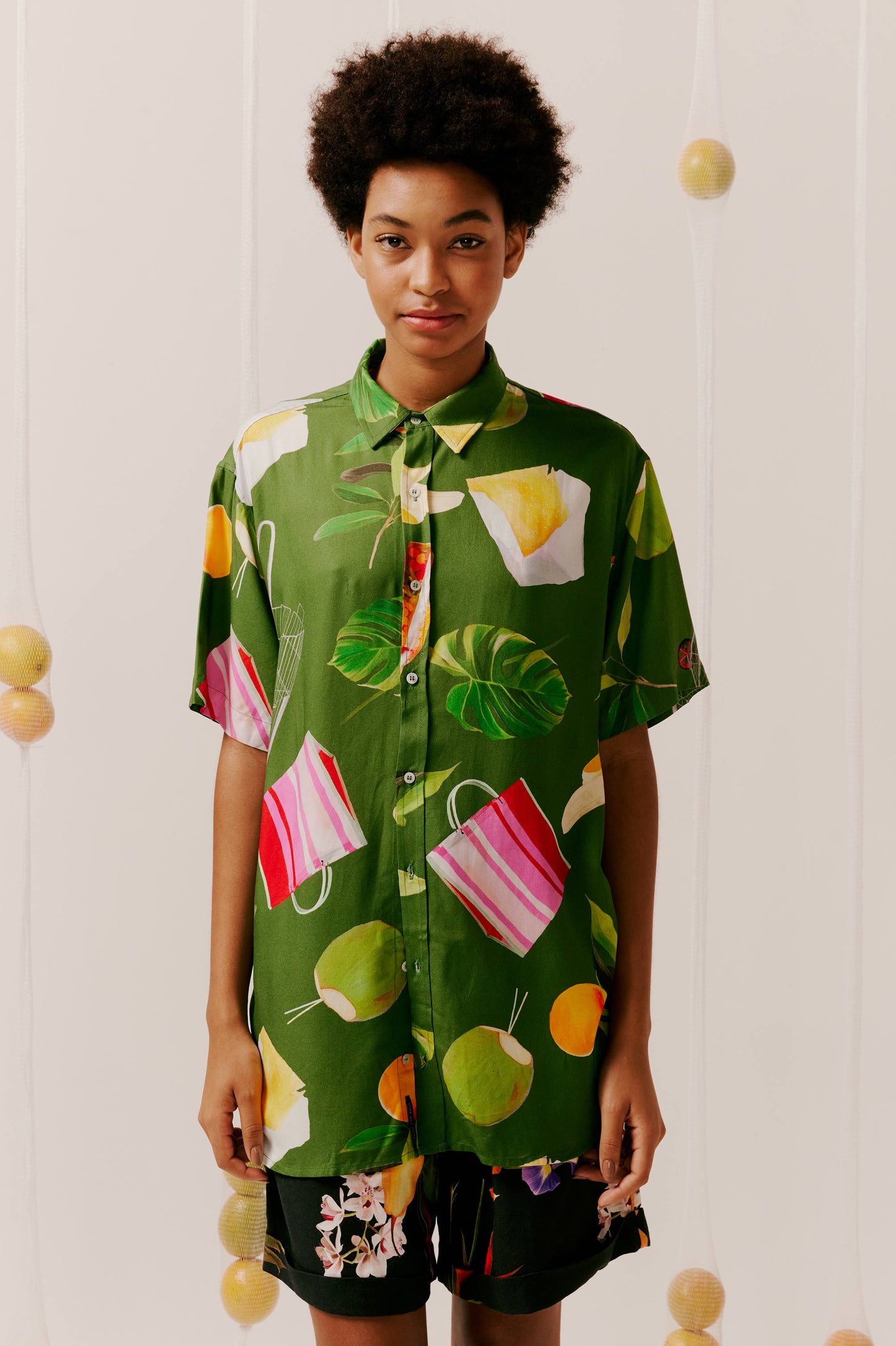 Camisa Botão Dia de Feira verde