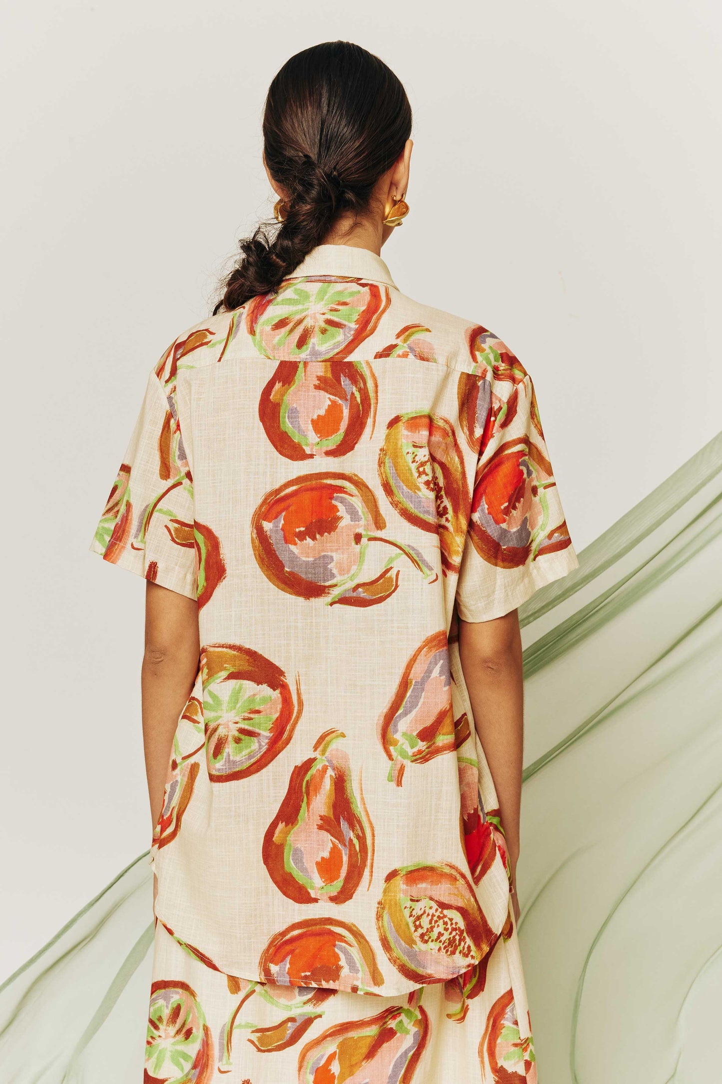 Camisa Botão Frutas Pintadas