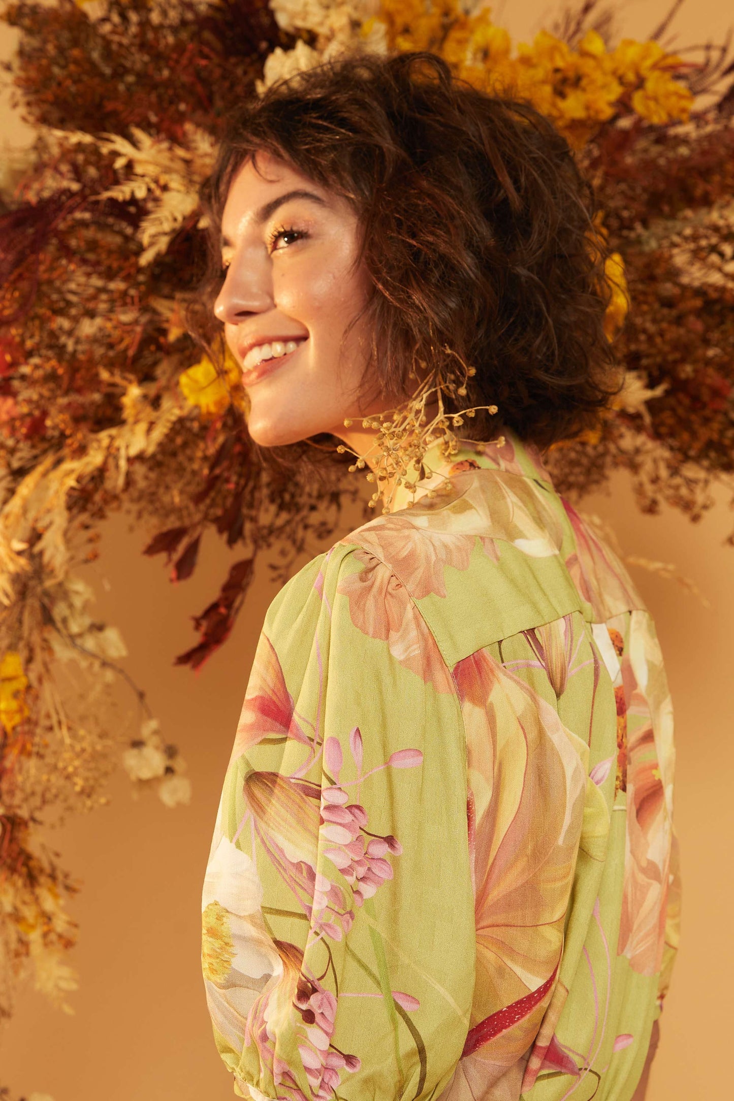 Vestido Roma - Floral Encantado Pistache