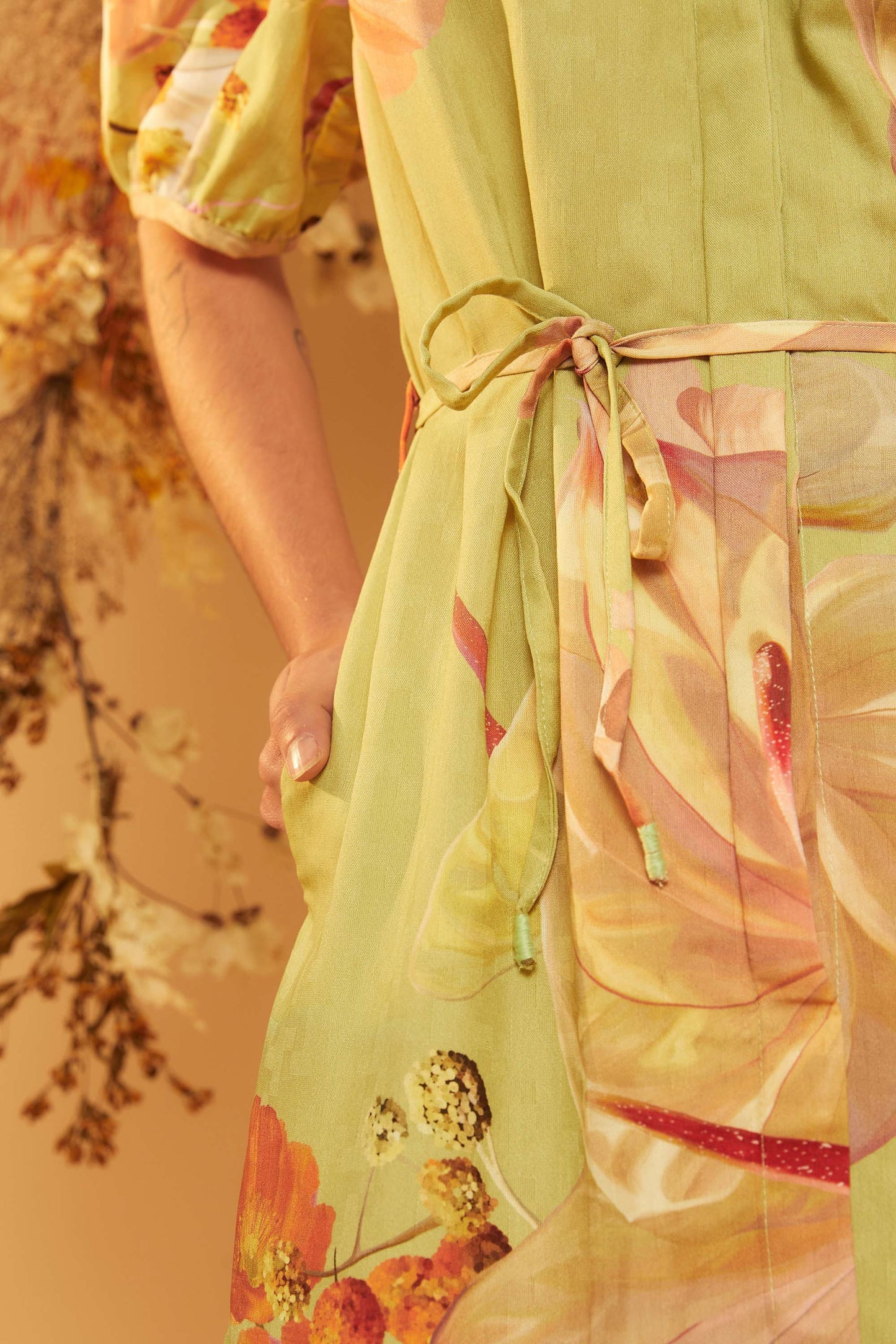 Vestido Roma - Floral Encantado Pistache