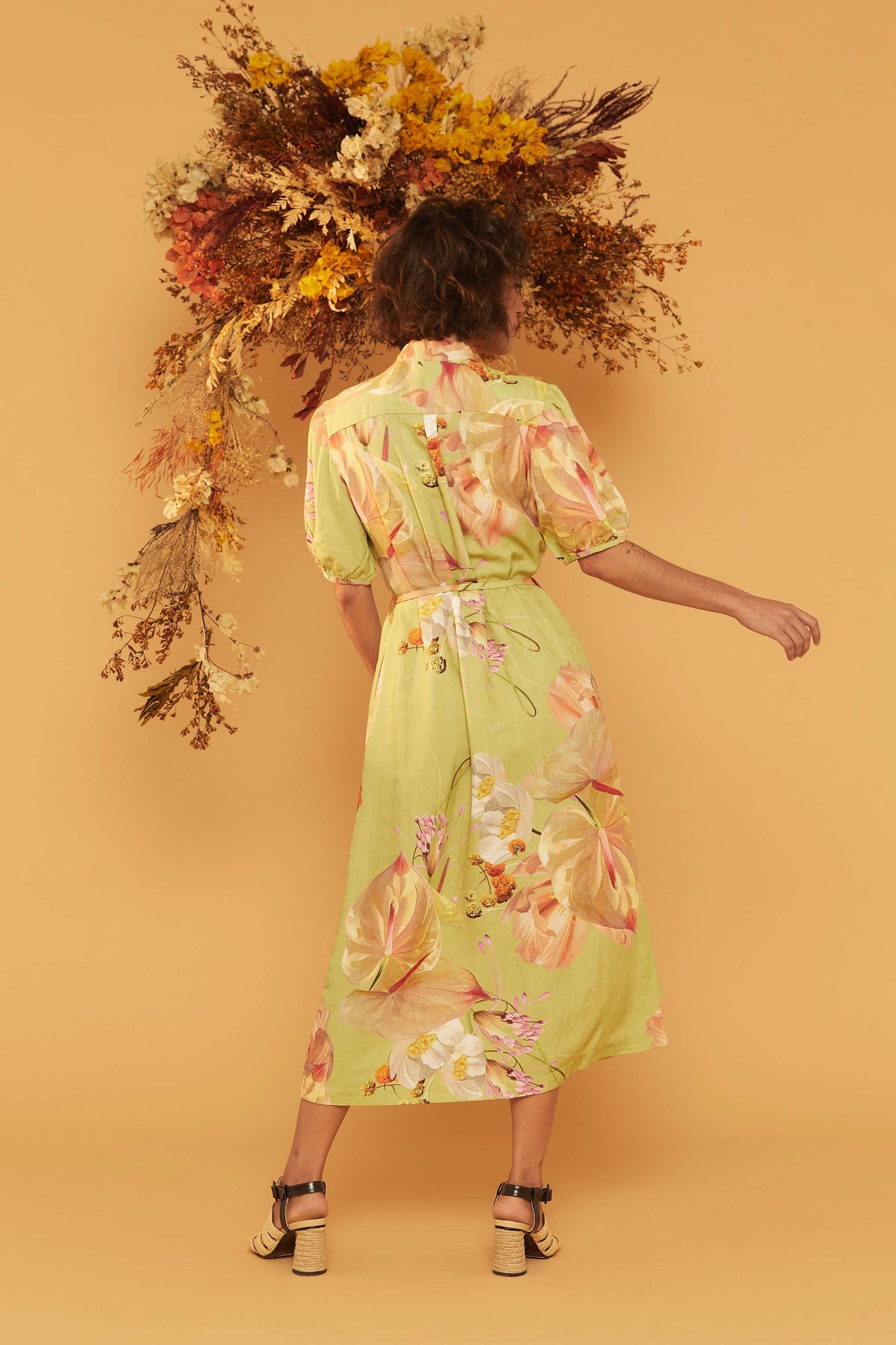 Vestido Roma - Floral Encantado Pistache