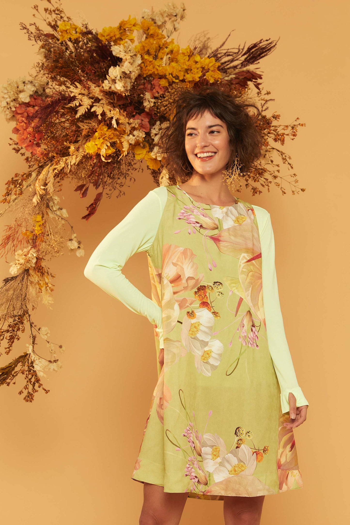 Vestido Marais - Floral Encantado Pistache