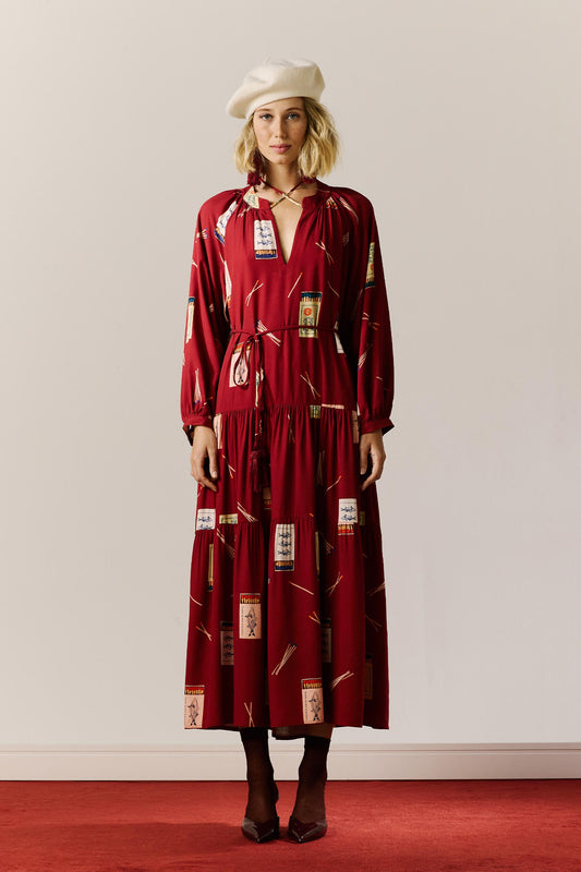 Vestido Boho Fósforos Ameixa
