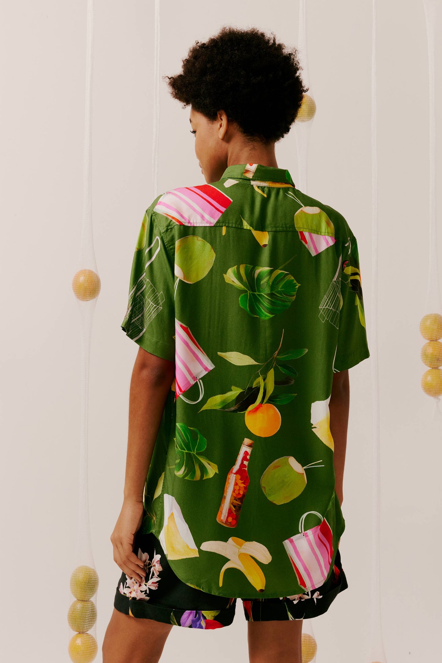 Camisa Botão Dia de Feira verde