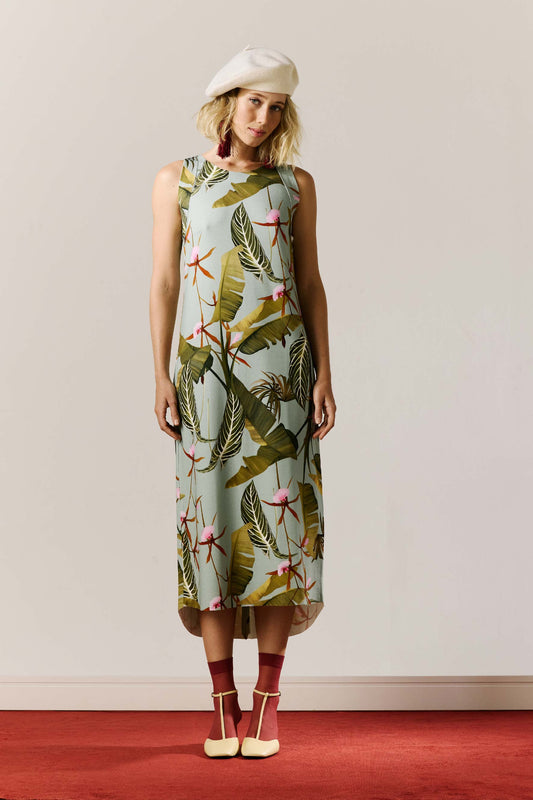 Vestido Regata Malha Floral do Hotel Azul.