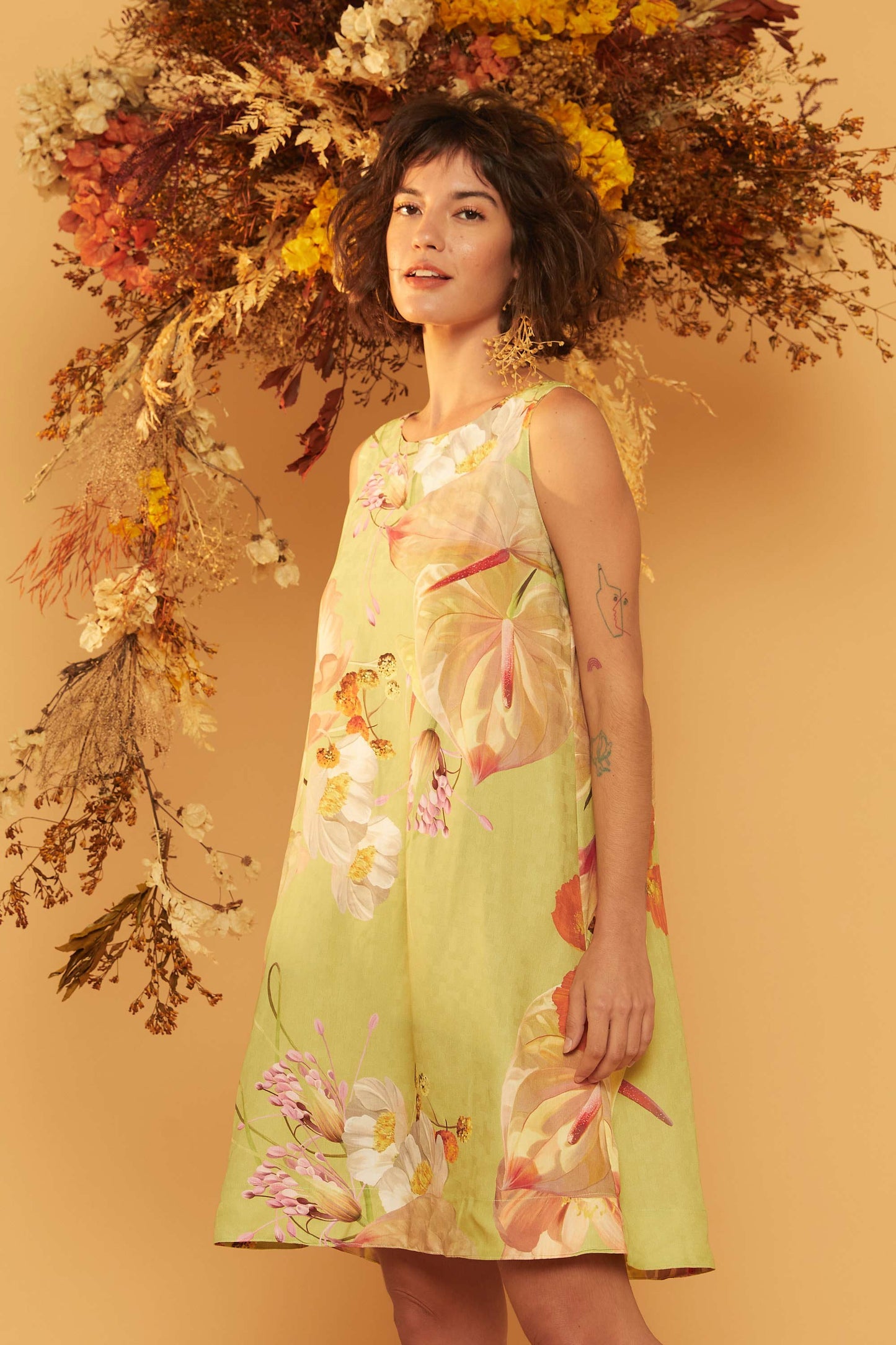 Vestido Marais - Floral Encantado Pistache